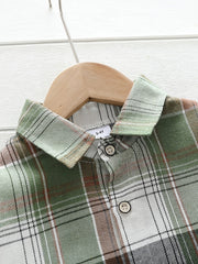 Boys Plaid Lapel Shirts Long Sleeve Button Down Tops Spring Fall Outwear