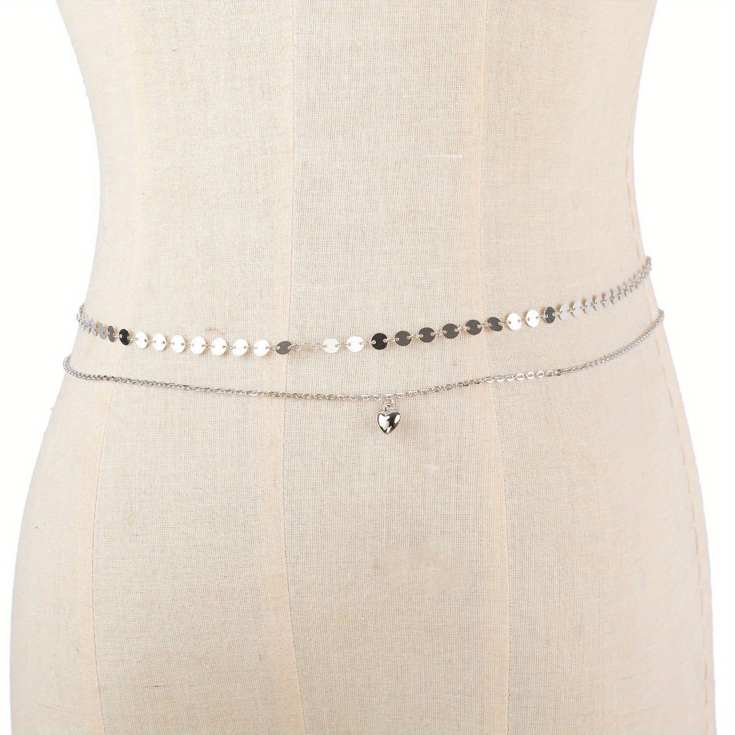 Boho Metal Sequin Waist Chain Double Layer Belly Chain