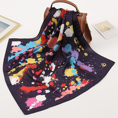 Colorful Spray Print Bandana Square Scarf Women Head Wrap