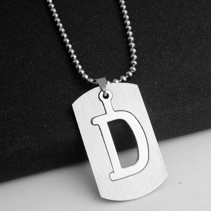 Men's Letter Pendant Necklace Stainless Steel Punk Chain A N