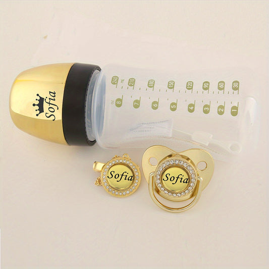 Personalized Baby Bottle & Pacifier Set - Custom Name