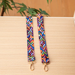 Geometric Rainbow Shoulder Strap, Ethnic Style Wide Purse Strap