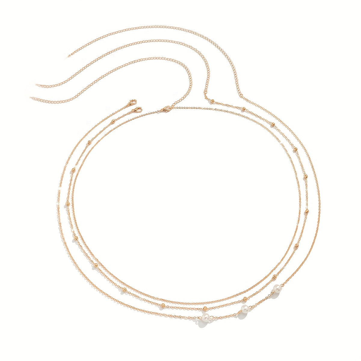 Metal Waist Chain Faux Pearl Decor Belly Chain Summer Beach Girdle