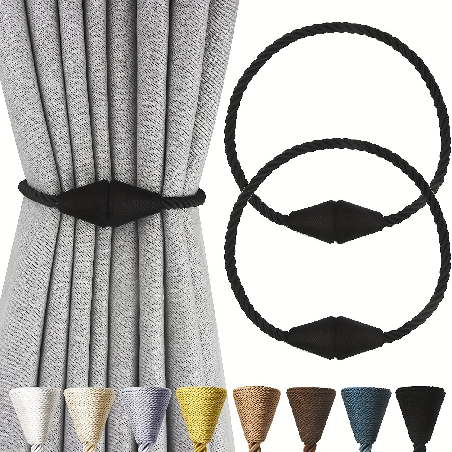 2pcs Magnetic Curtain Tiebacks Weave Holdbacks Easy to Use Stylish Home Decor