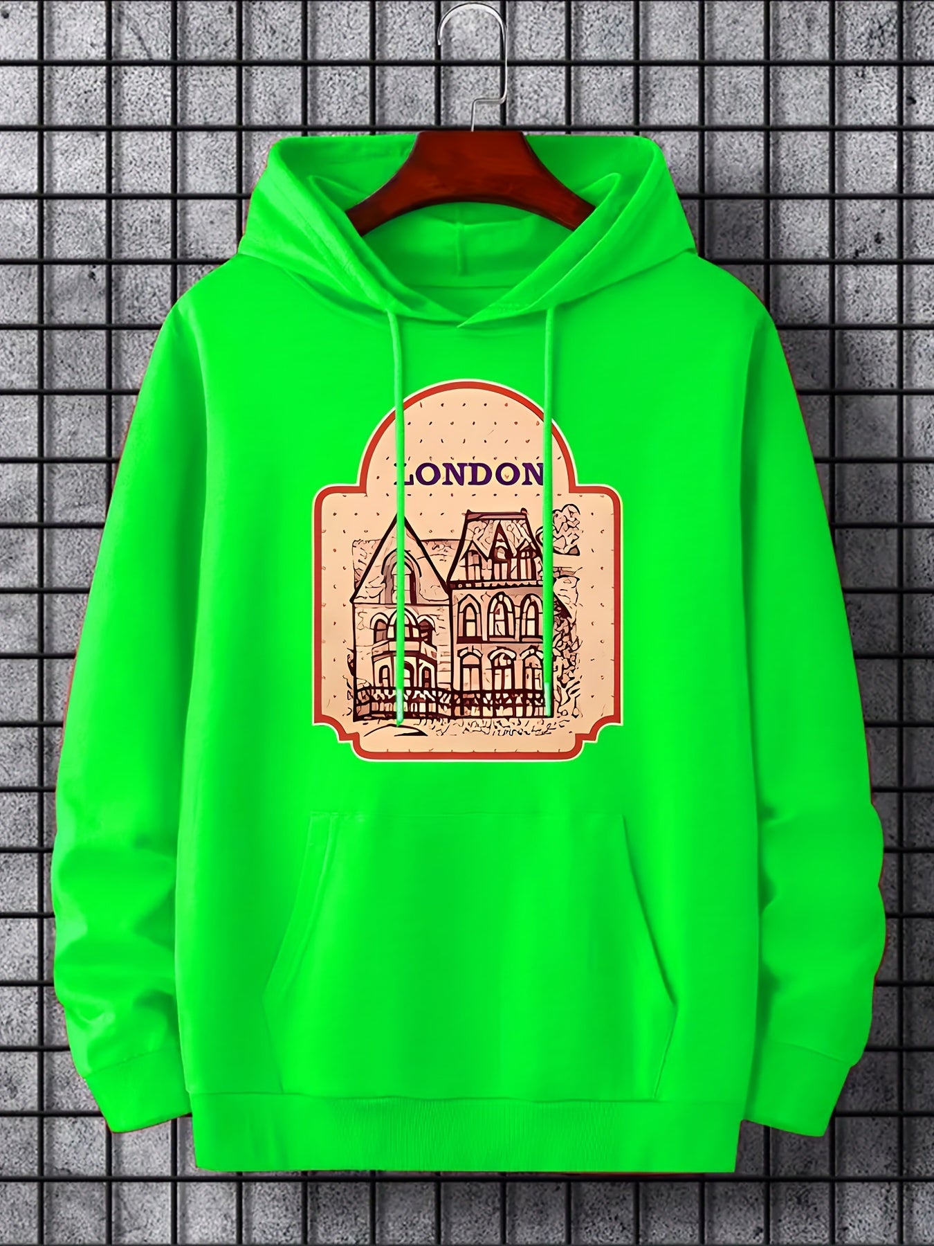 'Love For London' Print Hoodie Men's Pullover Sweatshirt