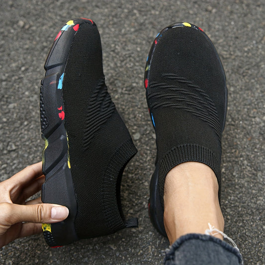Women's Breathable Slip On Woven Sneakers Lightweight Low Top Trainers