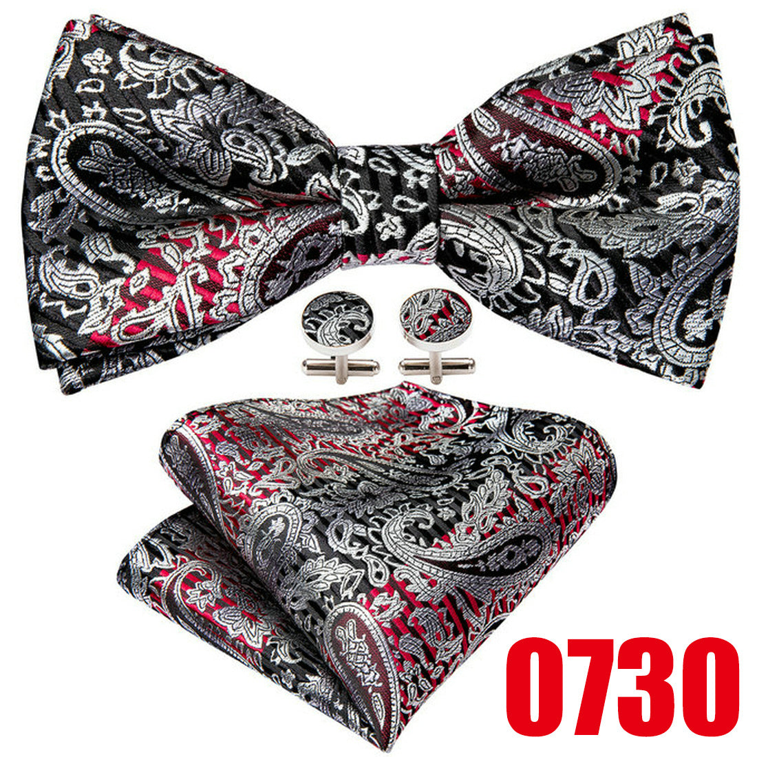 Barry Wang Men's Bow Tie Braided Satin Paisley Pre Tie Adjustable Bow Tie