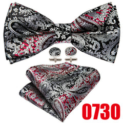 Barry Wang Men's Bow Tie Braided Satin Paisley Pre Tie Adjustable Bow Tie