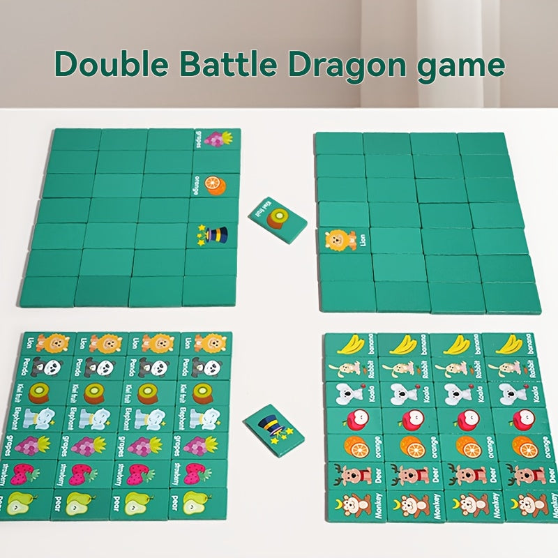 Wooden Dragon Dominoes Game Toy for Kids