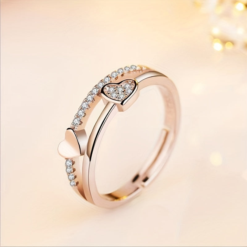 Men's Heart Faux Diamond Ring Open Ring Jewelry