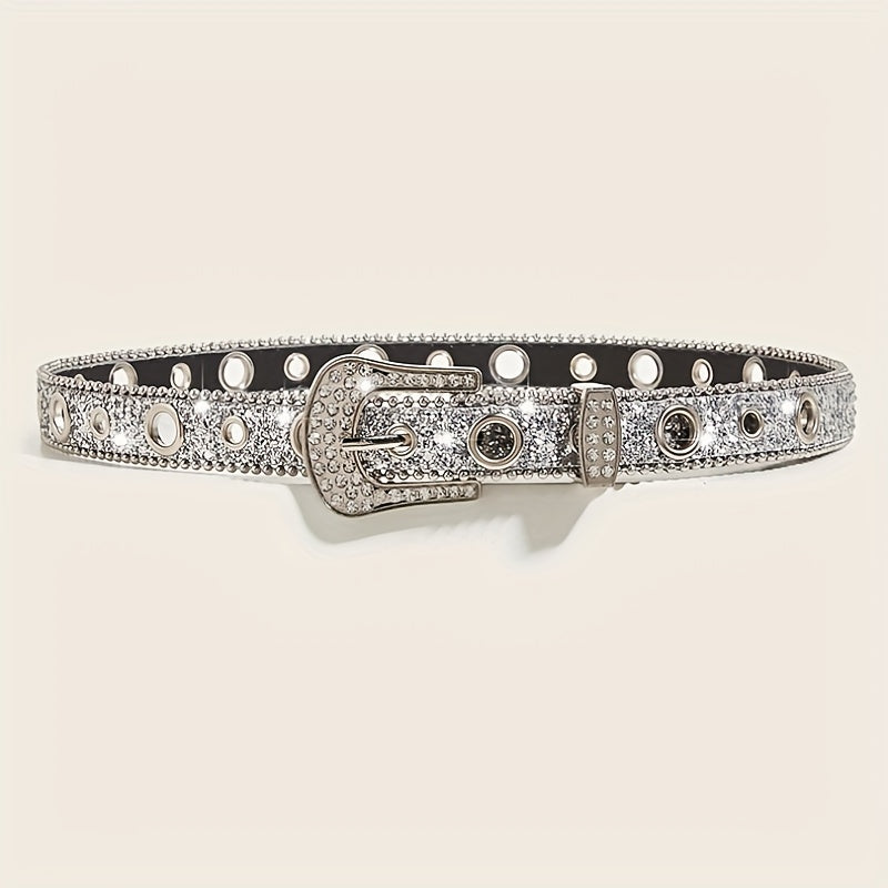 Y2K Sparkly Sequin Belt Gothic Punk Western Cowboy Cowgirl Belt