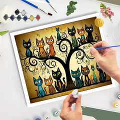 DIY Paint by Numbers Kit Tree Cat Relax Coloring Craft Ideal Gift
