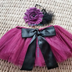 Cute Flower Girls Tutu Skirt Headband Set for 0-6 Months