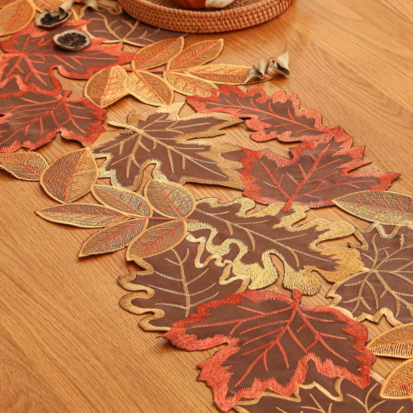 Fall Series Table Runner Thanksgiving Theme Polyester Tablecloth Maple Leaf