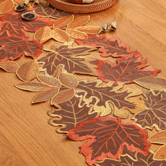 Fall Series Table Runner Thanksgiving Theme Polyester Tablecloth Maple Leaf