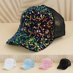 Sequins Solid Baseball Cap Mesh Hip Hop Trucker Hat Y2K Sunshade Sports Hats