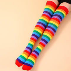 Women's Rainbow Striped Over The Knee Socks