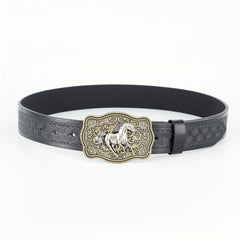 Western Cowboy Belt For Men Retro Running Horse Pattern Buckle Belts