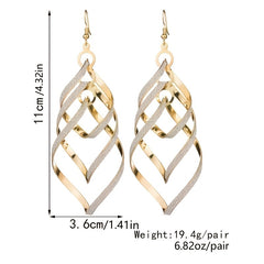 Metal Layered Swirling Geometric Earrings Long Pendant Hook Earrings