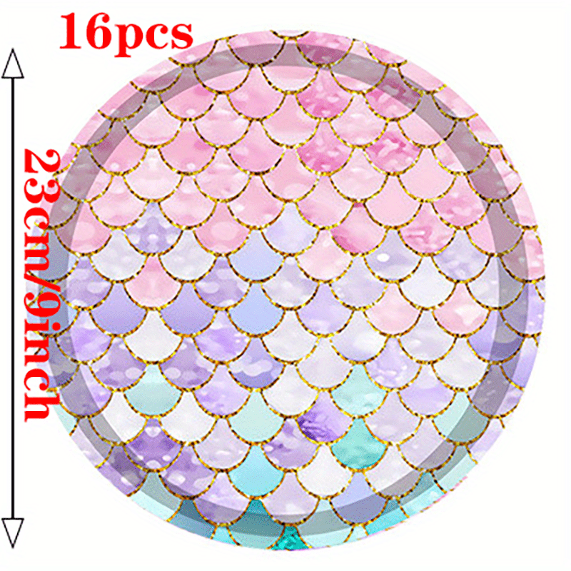 Mermaid Party Tableware Set - Plates Cups Napkins Banner Tablecloth