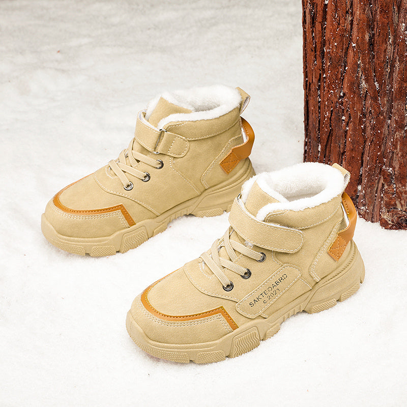 Kids Snow Boots Lace Up Fleece Lined Anti-slip Shoes