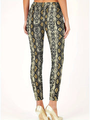  Snake Print High Rise Stretch Leggings