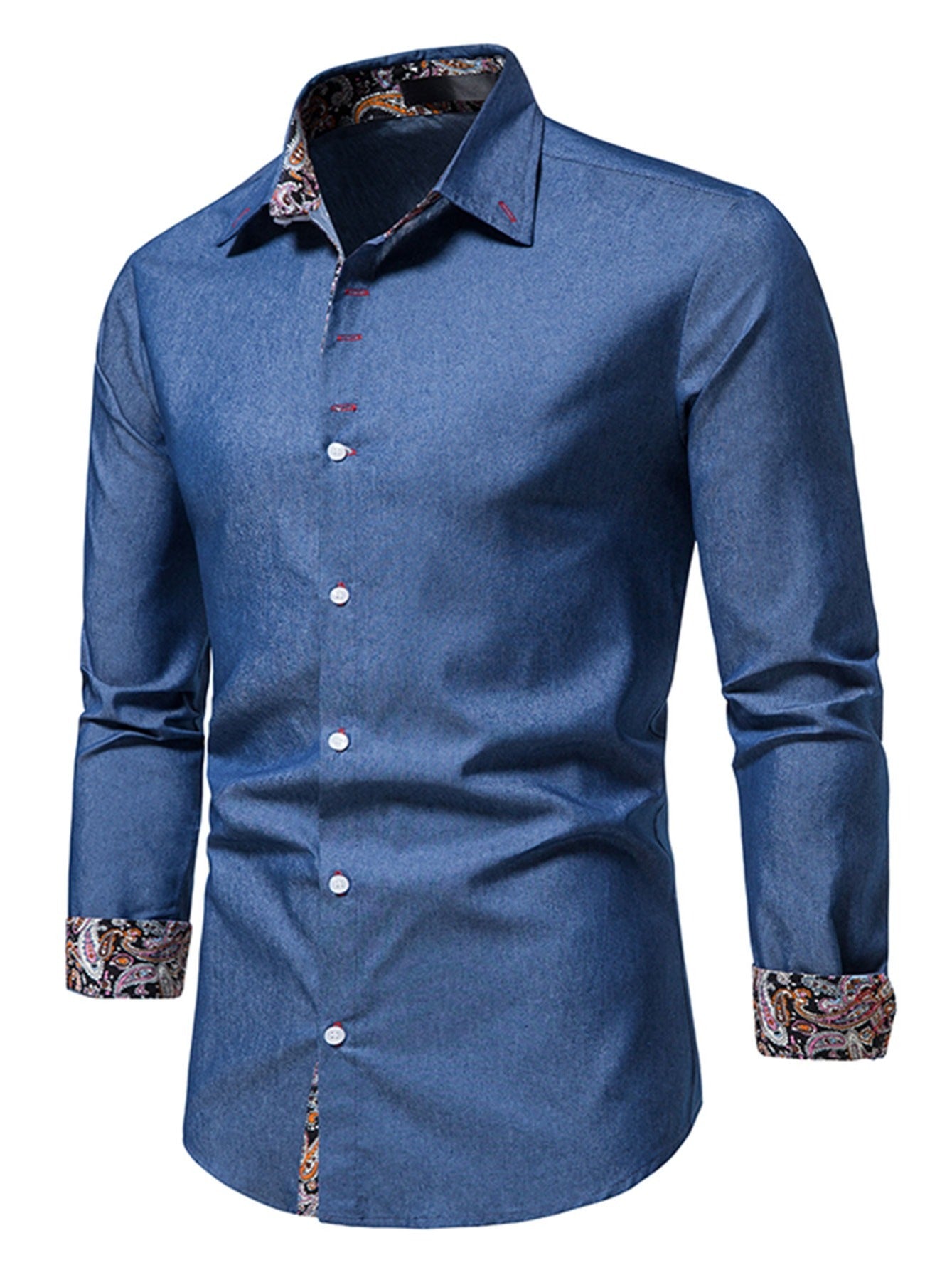 Men's Long Sleeve Denim Clash Shirt