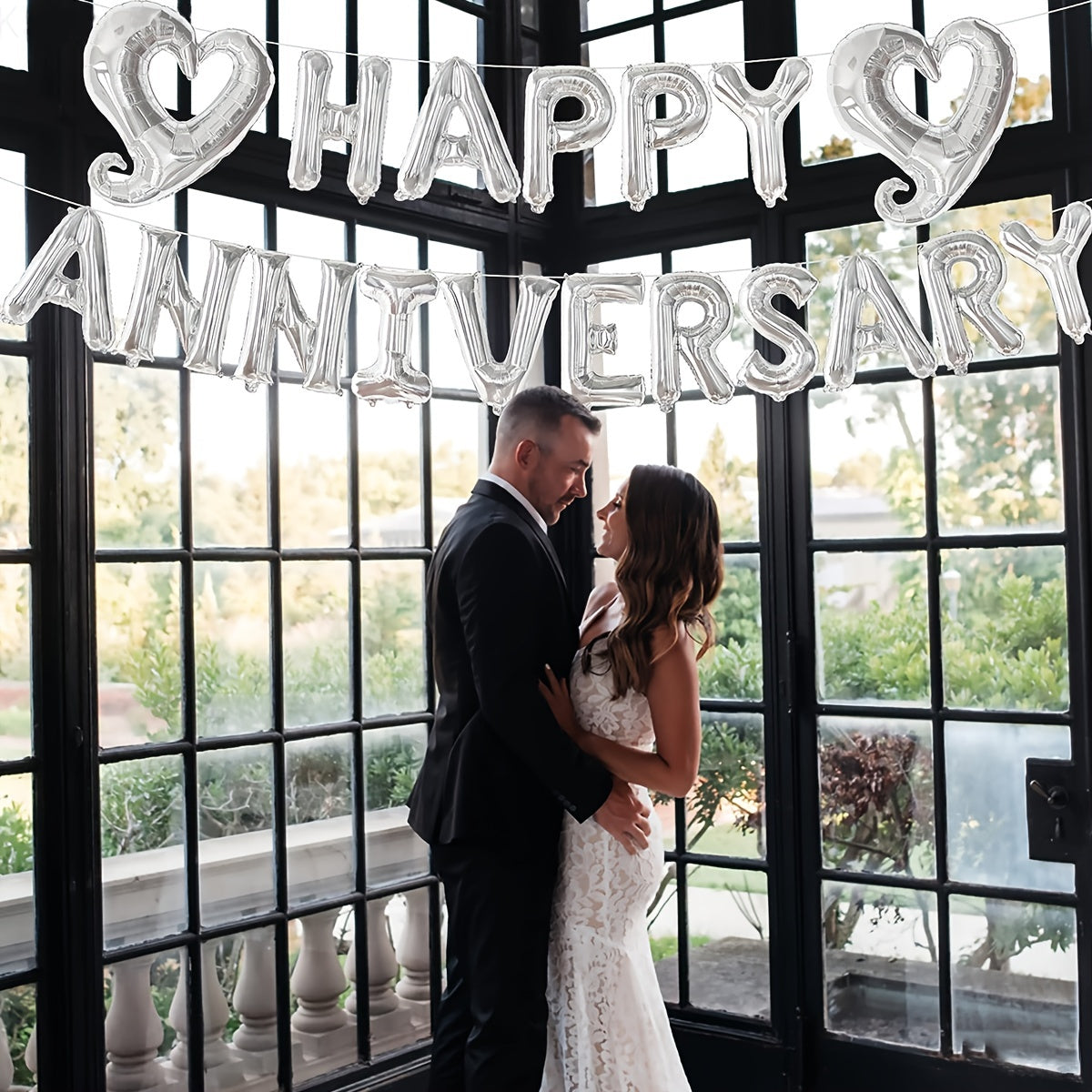 3pcs Silvery Anniversary Happy Birthday Balloon Letter 40 64 Cm