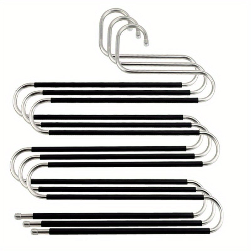 2pcs Stainless Steel Pants Hanger S shaped Non slip Space Saving