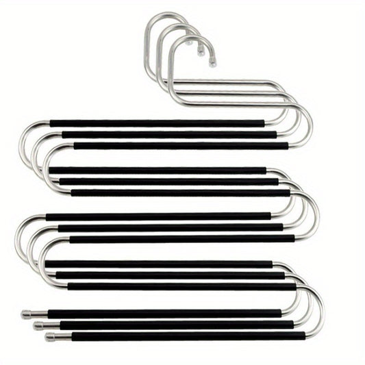 2pcs Stainless Steel Pants Hanger S shaped Non slip Space Saving