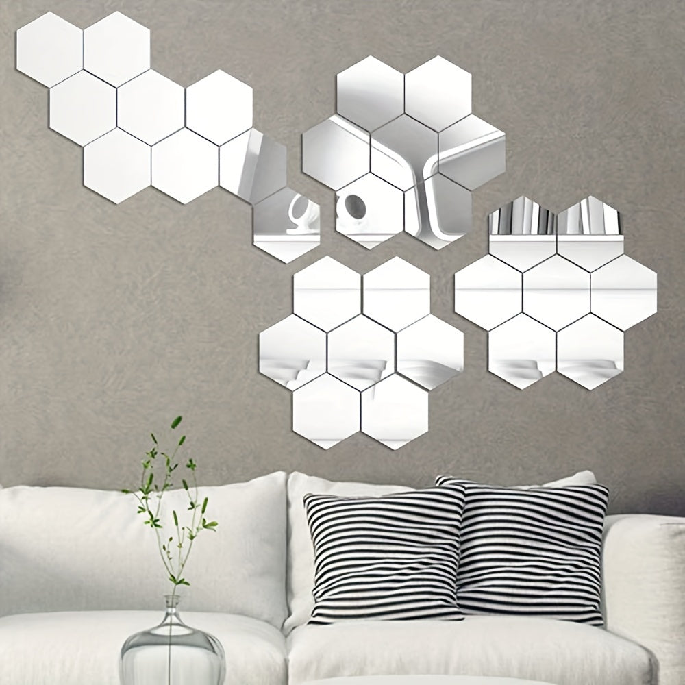 Hexagon 3D Mirror Wall Stickers 4 PCS