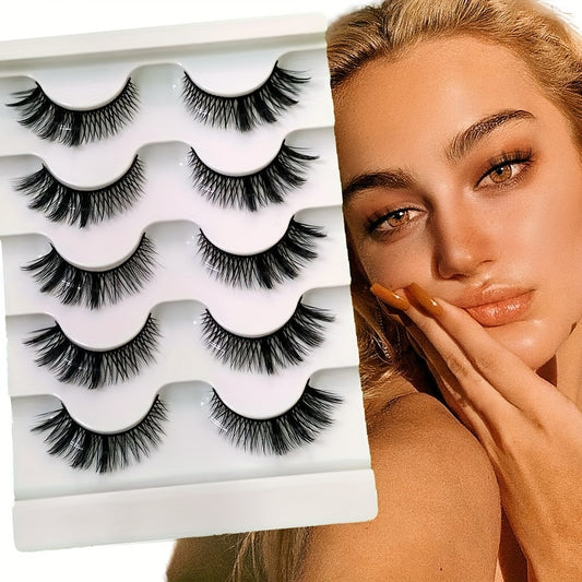 5 Pairs Short Cross Cat Eye Faux Mink False Eyelashes