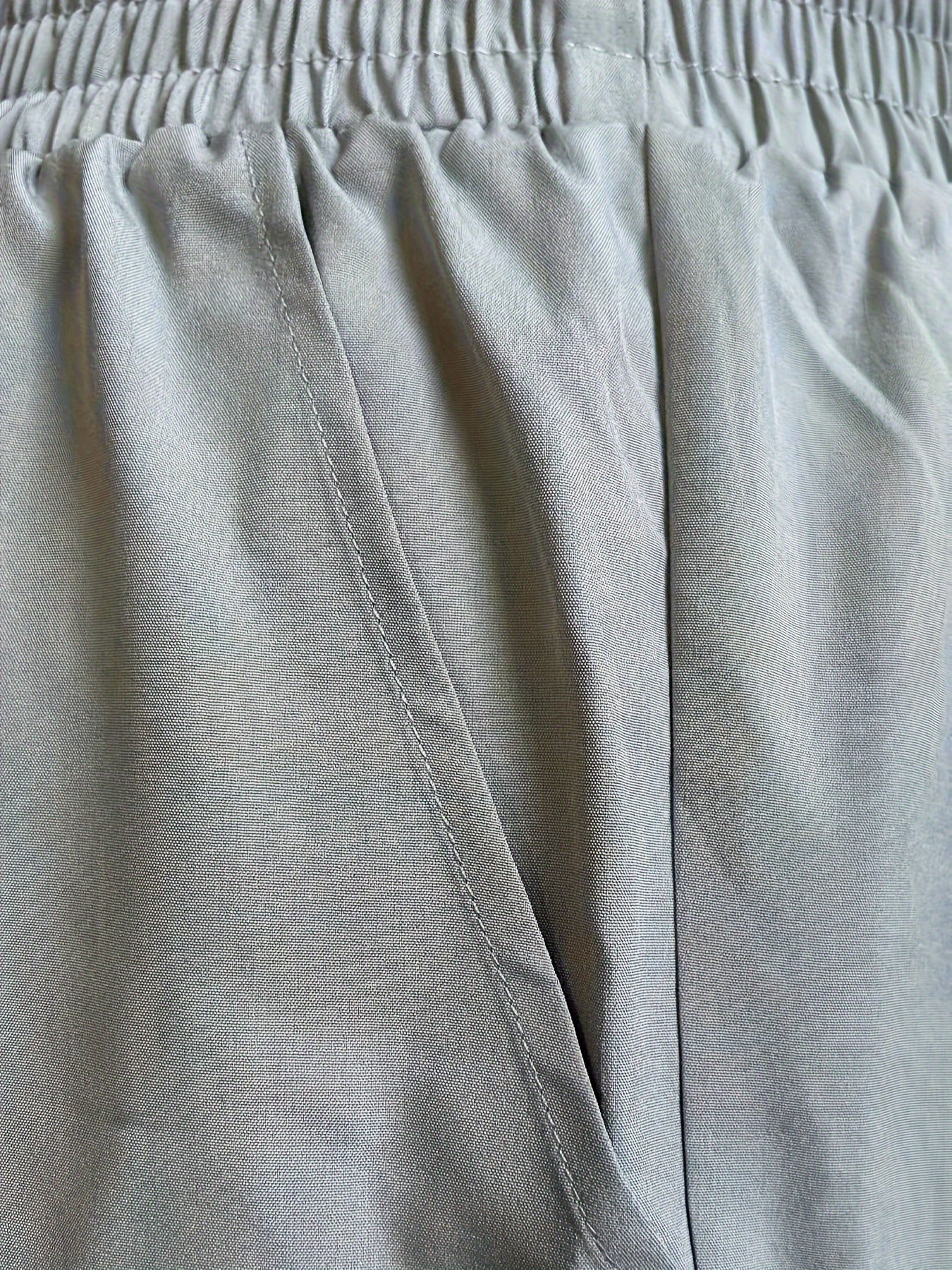  Elastic Waist Wide Leg Loose Trousers With Pockets