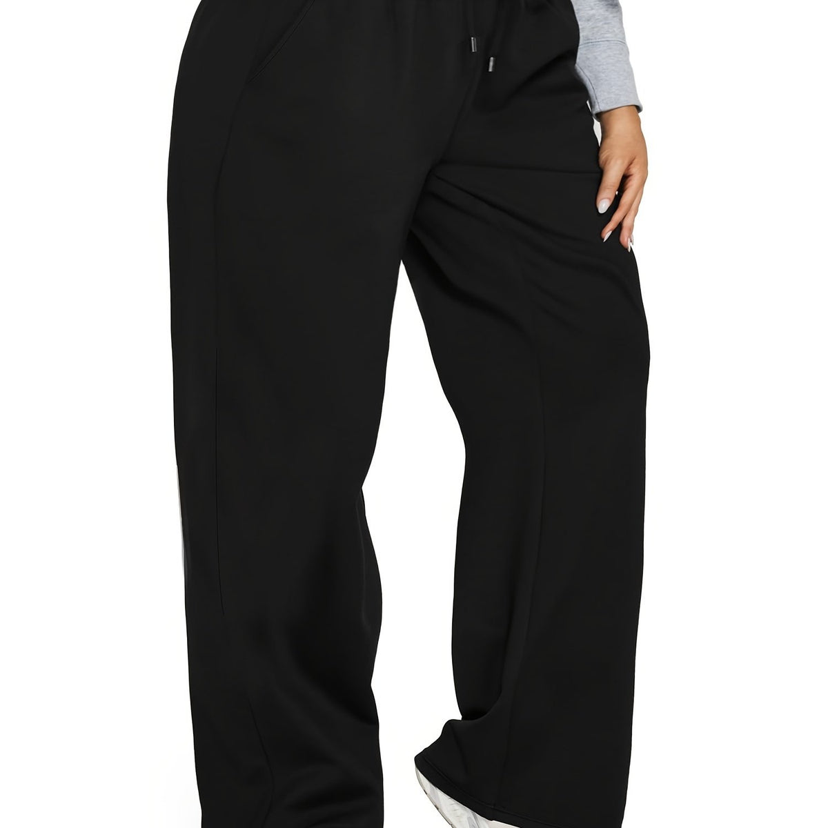  Casual Pants Women's Plus Solid Elastic Drawstring High Rise