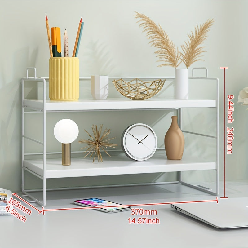 Desktop Rack Desk Storage Double Layer Shelf Office Dormitory Cosmetic Finishing
