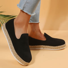 Women's Platform Espadrilles Loafers Slip On Flat Shoes