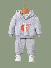 Basketball Pattern Long Sleeve Hooded Sweatshirt Girls Comfy Hoodies