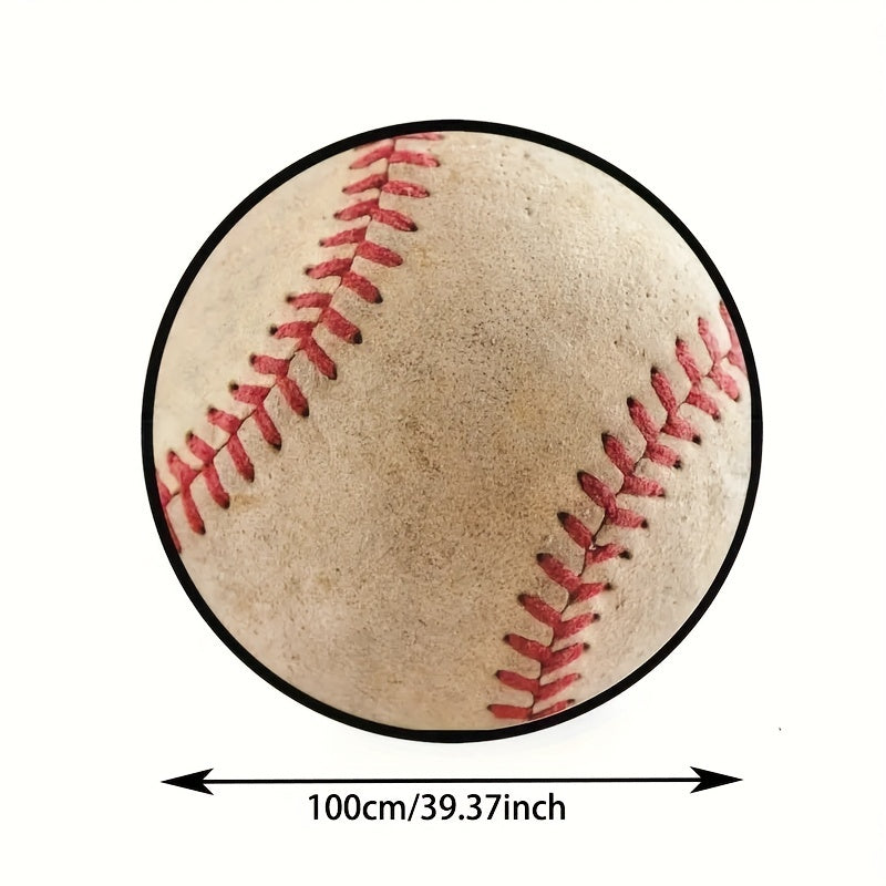 Baseball Rug Circle Retro Rug Round Area Throw Rugs For Boys Men