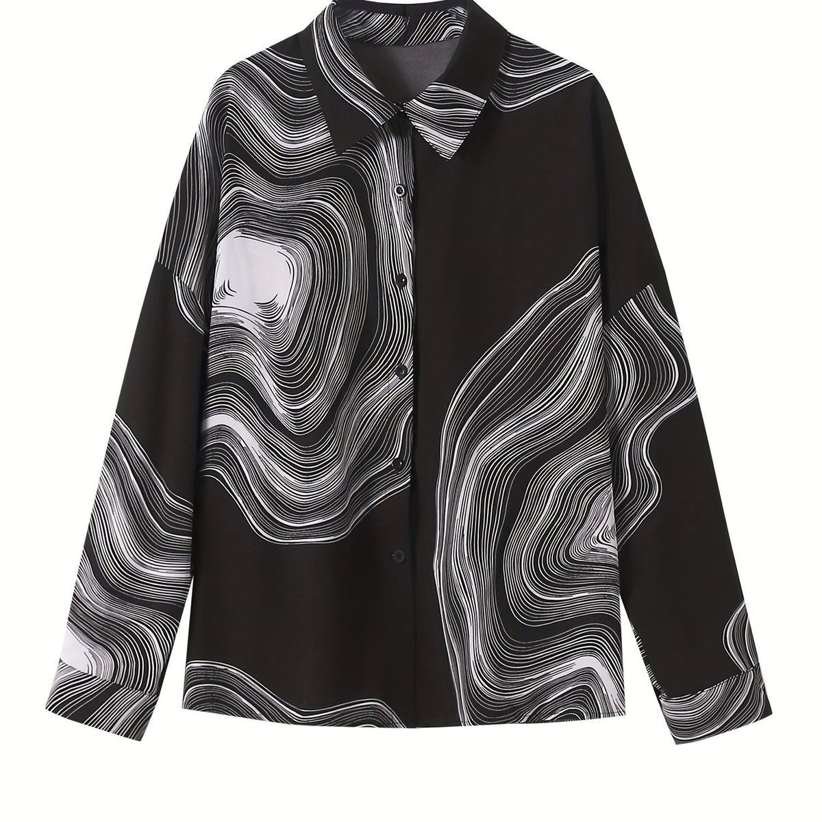 Women's Plus Graphic Print Lantern Sleeve Blouse
