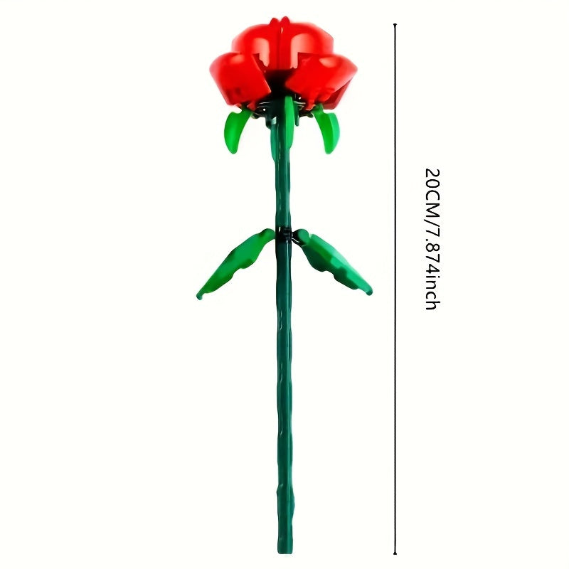 Red Rose Bouquet Small Building Blocks Toy