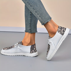 Paisley Print Canvas Lace-Up Loafers Low Top Sneakers