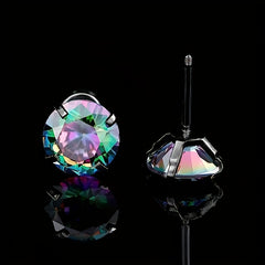 5Pairs Colorful CZ Screw Back Earrings Double Sided Rhinestone Stud Couple Earri