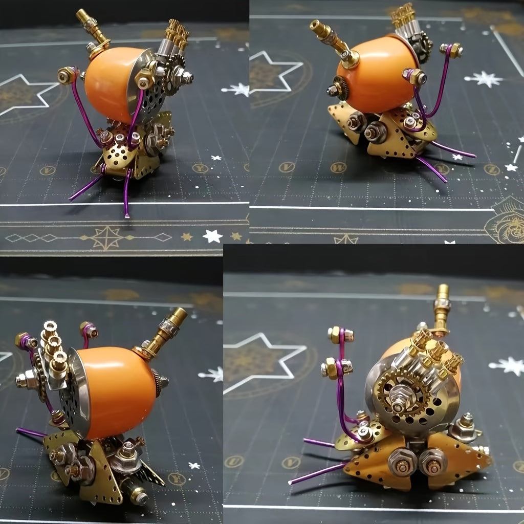 Steampunk Snail Metal Model Kit DIY Assembly Toy 100pcs Orange