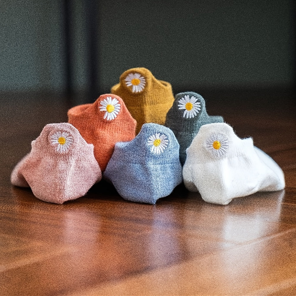 10 Pairs Boat Socks & Soft Floral Embroidered Cotton Socks Women's Stockings