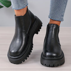 Women's Platform Chelsea Boots Slip On Ankle Combat Boots