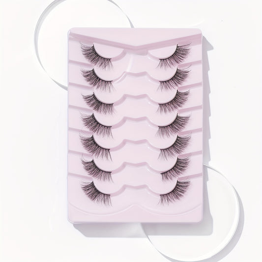 7 Pairs Half Eye False Eyelashes Fluffy Wispy End Eye Natural Pack 16mm