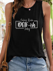 Sleeveless Sports Vest Round Neck Stretchy Casual Tops