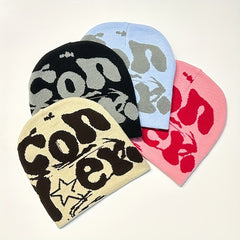 Sport Windproof Knit Beanie Hat With CON Letter Embroidery