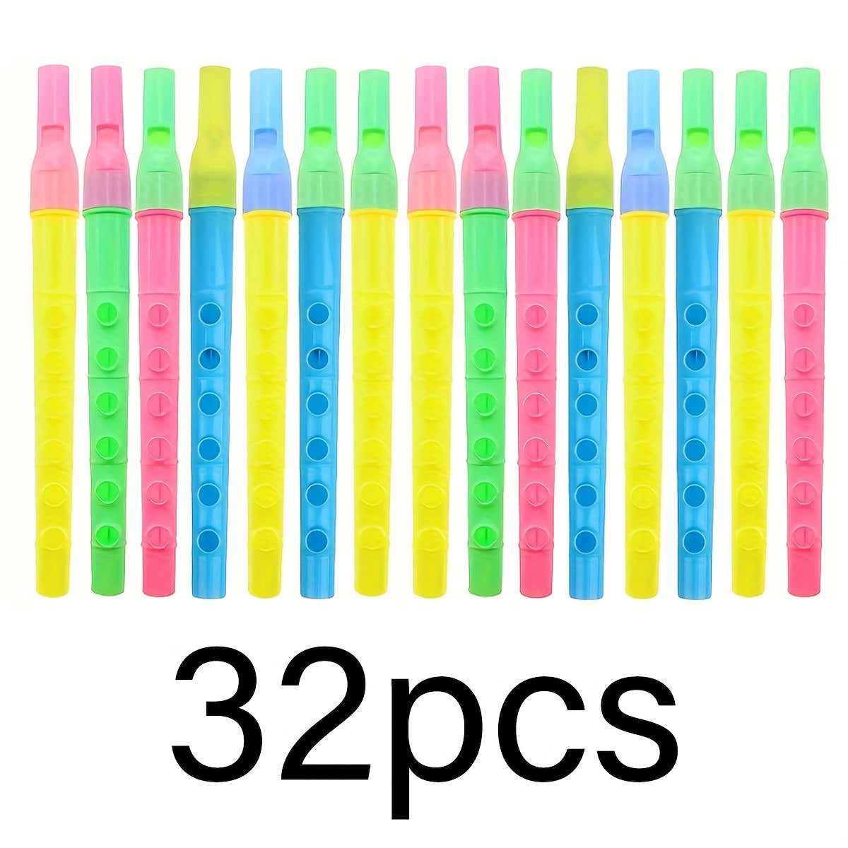 64-Piece Colorful Plastic Flutes Mini Recorder Toys