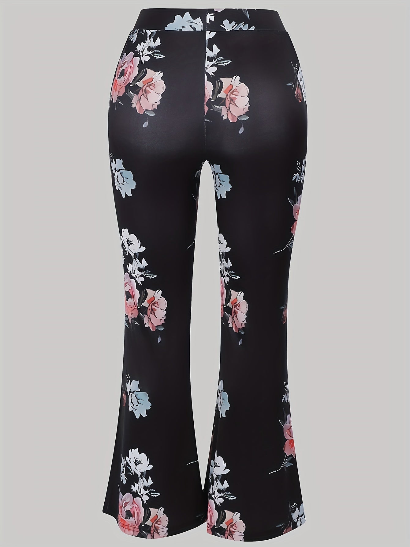  Floral Print High Rise Flared Leg Trousers